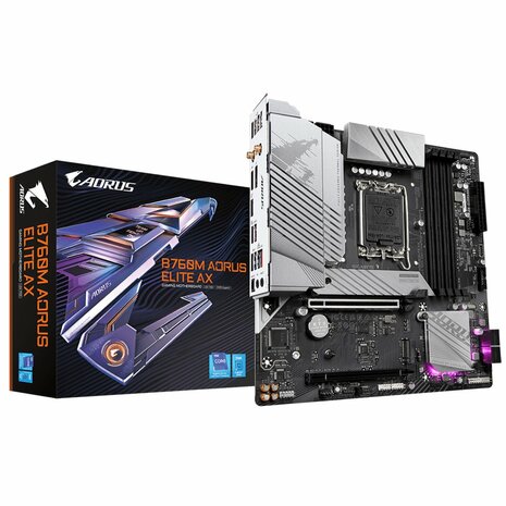 Gigabyte B760M AORUS ELITE AX | Socket LGA 1700 | Intel B760 | 4xDDR5 | Micro-ATX | Moederbord