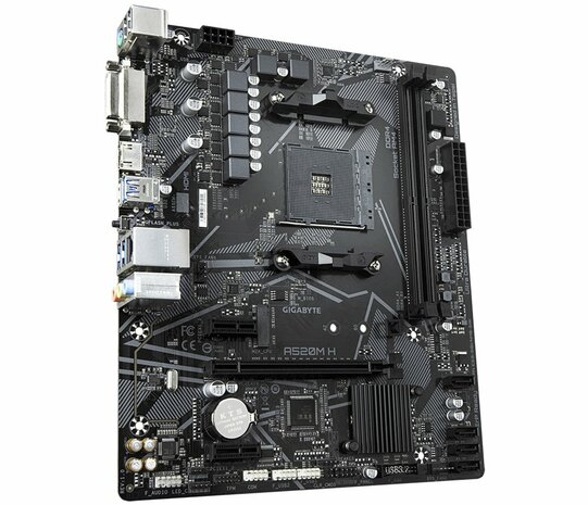Gigabyte A520M H (rev. 1.0) | Socket AM5 | AMD A520 | 2xDDR4 | Micro-ATX | Moederbord