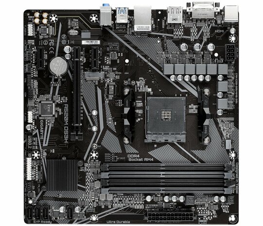 Gigabyte A520M DS3H (rev. 1.x) | Socket AM4 | AMD A520 | 4xDDR4 | Micro-ATX | Moederbord