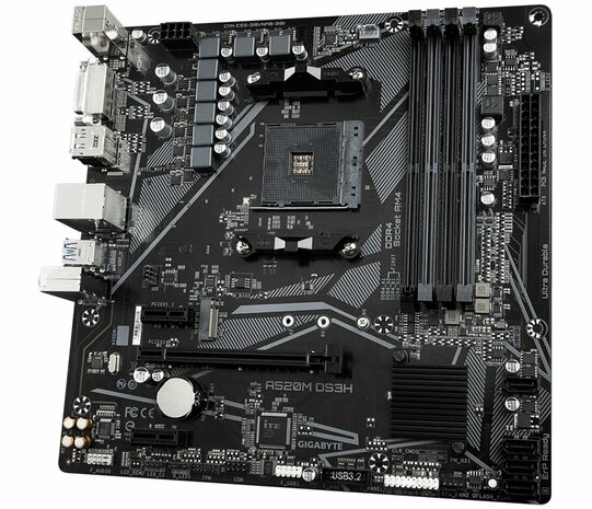 Gigabyte A520M DS3H (rev. 1.x) | Socket AM4 | AMD A520 | 4xDDR4 | Micro-ATX | Moederbord