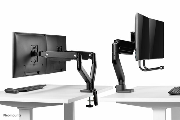 Neomounts Newstar DS75-450BL2 | In Hoogte Verstelbare Monitor-bureaubeugel | Tot 32" | Max 8kg | VESA 100x100 | 2 Monitoren