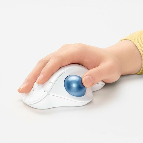 Logitech M575 Ergo Trackball | Ergonomische Draadloze Muis | RF-Draadloos + Bluetooth | 2000 DPI | Wit