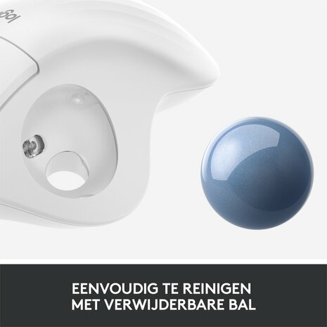 Logitech M575 Ergo Trackball | Ergonomische Draadloze Muis | RF-Draadloos + Bluetooth | 2000 DPI | Wit