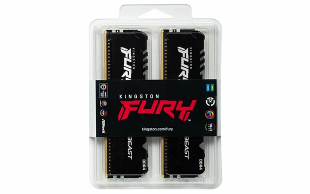 Kingston Fury Beast RGB | 16GB 2x8GB DDR4 | 3600MHz | DIMM | CL17 | Geheugenmodule | RAM
