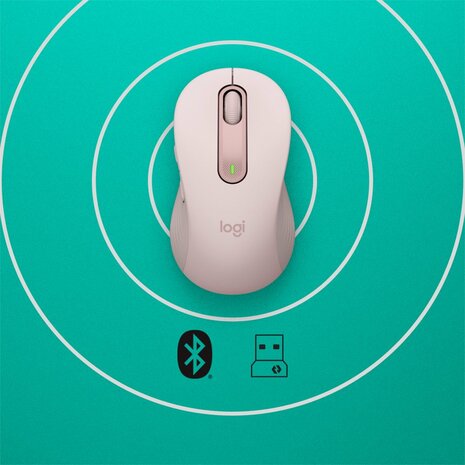 Logitech Signature M650 Draadloze Muis - Voor kleine tot middelgrote handen, 2 jaar batterijduur, stil klikken, aanpasbare zijknoppen, Bluetooth, compatibel met meerdere apparaten - Roze