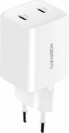 Mobiparts GaN Wall Charger | Dual USB-C Oplader 35W | Wit