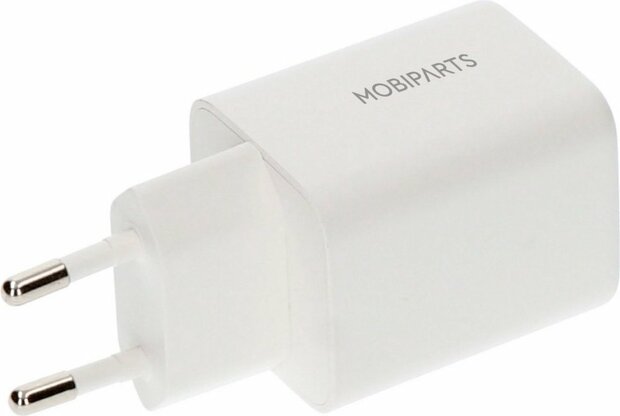 Mobiparts GaN Wall Charger | USB-C & USB-A 3.0 QC 45W | Wit