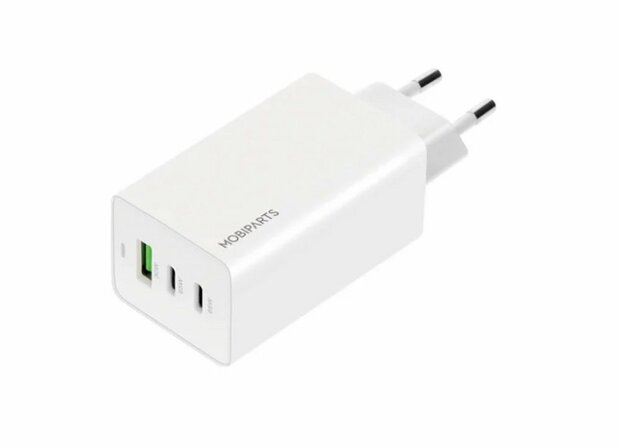 Mobiparts GaN Wall Charger | 2x USB-C & 3.0 USB-A QC 65W | Wit