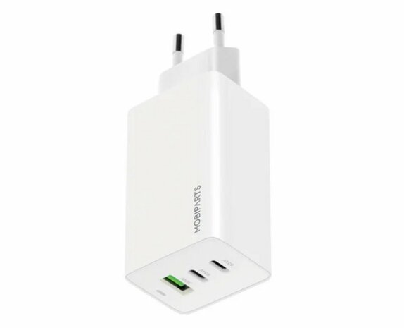Mobiparts GaN Wall Charger | 2x USB-C & 3.0 USB-A QC 65W | Wit