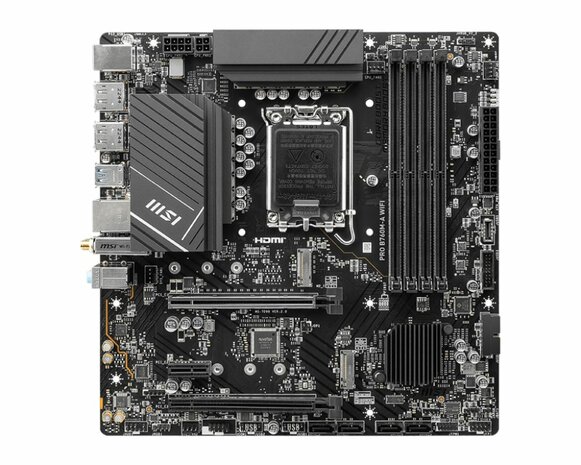 MSI MB PRO B760M-A WIFI | Socket LGA 1700 | Intel B760 | 4xDDR5 | Micro-ATX | Moederbord