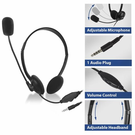 ACT AC9330 | On-Ear Headset met Mircofoon | Zwart