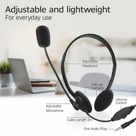 ACT AC9330 | On-Ear Headset met Mircofoon | Zwart