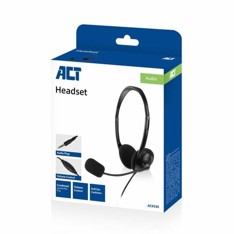 ACT AC9330 | On-Ear Headset met Mircofoon | Zwart