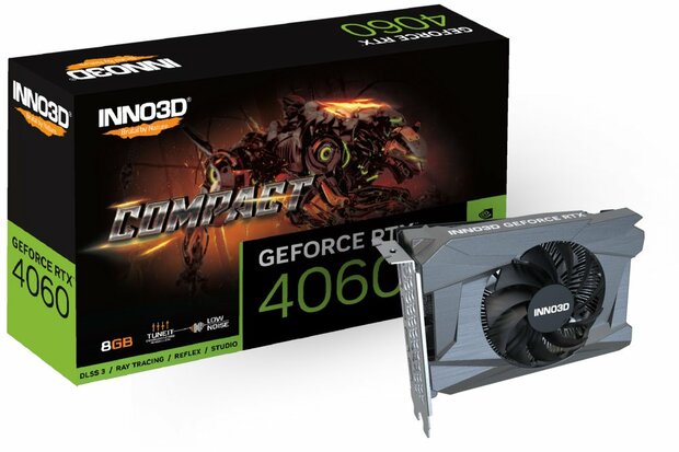 Inno3D GeForce RTX 4060 Compact | 8GB GDDR6 VRAM | Videokaart | GPU | Nvidia