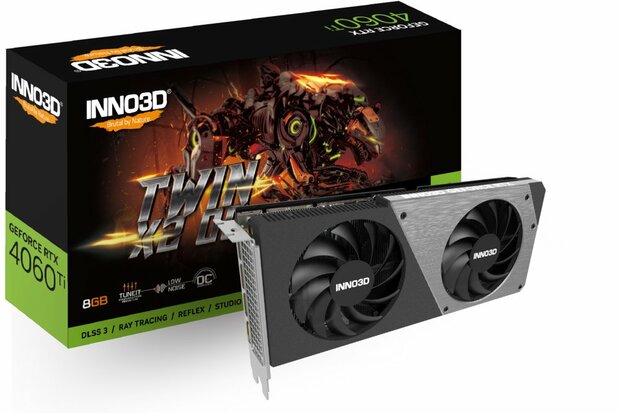 Inno3D GeForce RTX 4060 Ti TWIN X2 OC | 8GB GDDR6 VRAM | Videokaart | GPU | Nvidia