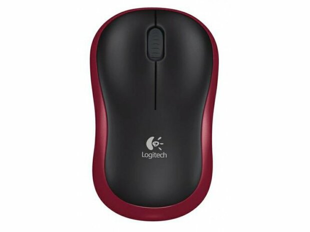Logitech M185 | Ambidextrous Draadloze Muis | RF-Draadloos | 1000 DPI | Zwart/Rood