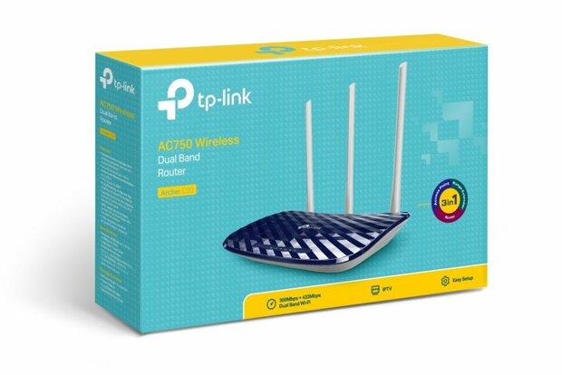 TP-LINK AC750 draadloze router Fast Ethernet Dual-band (2.4 GHz / 5 GHz) Zwart, Wit