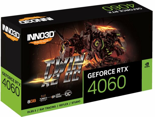 Inno3D GeForce RTX 4060 Twin X2 OC | 8GB GDDR6 VRAM | Videokaart | GPU | Nvidia