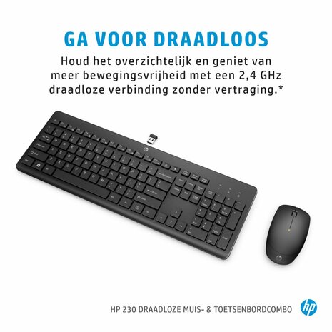 HP 230 draadloze muis- en toetsenbordcombo, Qwerty Wit/White