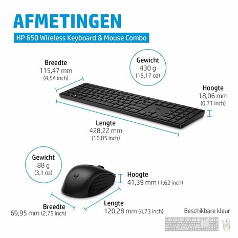 HP 650 draadloze toetsenbord- en muiscombinatie (Qwerty EU)