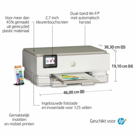 HP Inspire 7220e AiO Inkjetprinter | 4800 x 1200 DPI | Wifi | Kleur
