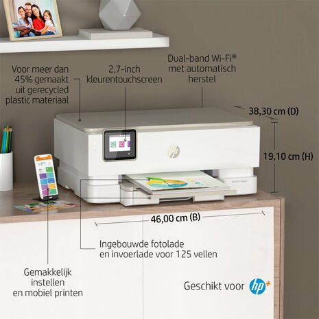 HP Inspire 7220e AiO Inkjetprinter | 4800 x 1200 DPI | Wifi | Kleur