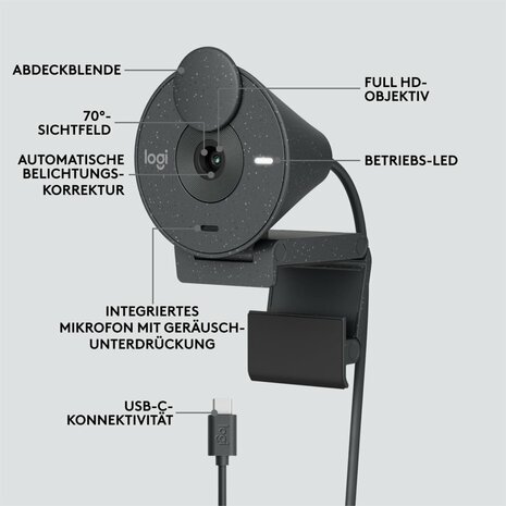 Logitech Brio 300 | 1080P 30FPS USB-C Webcam met Microfoon