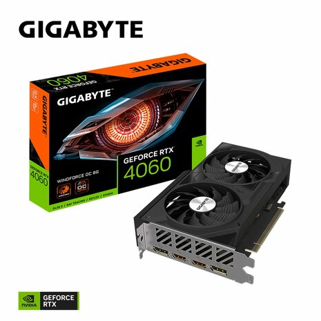 Gigabyte GeForce RTX 4060 Windforce OC | 8GB GDDR6 VRAM | Videokaart | GPU | Nvidia