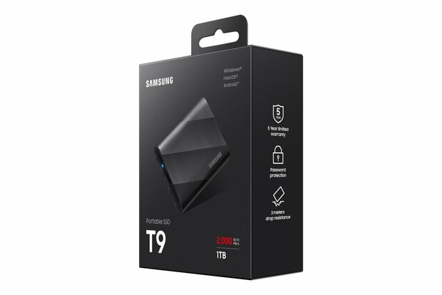 Samsung T9 1TB Portable SSD - 2.000MB/s Zwart