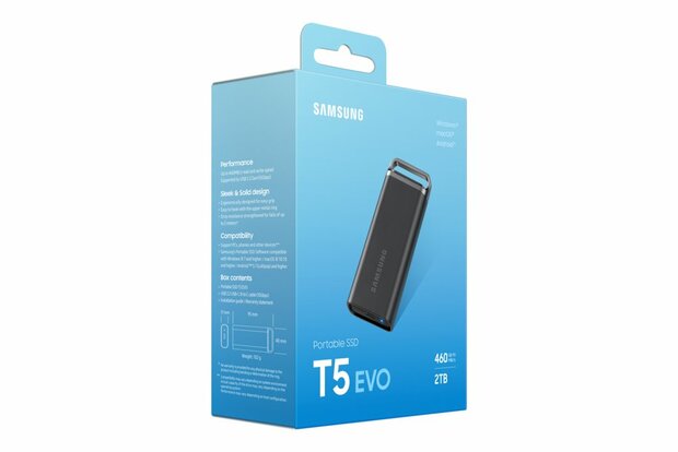 Samsung T5 EVO 2TB Portable SSD - 460 MB/s Zwart