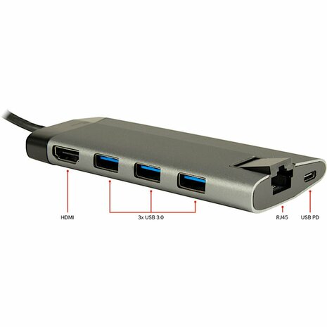 Inter-Tech GDC-802 | Docking Station | USB-C 3.2 Gen 1 | Grijs