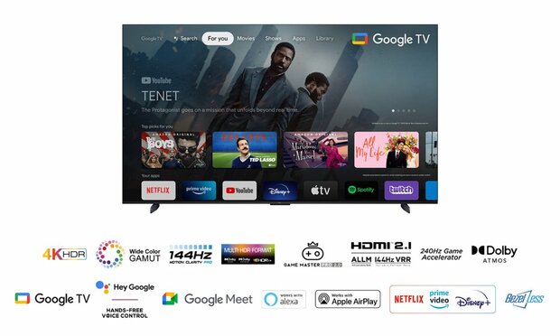 TCL 98P749 | 98'' Ultra HD 4K | LED Smart TV | Wifi | Google TV | HDR10+ | 144Hz