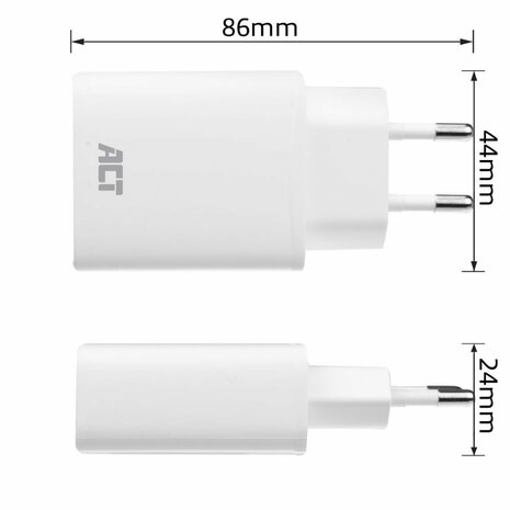 ACT AC2100 | USB-C Universele Oplader voor Mobiele Apparaten 20W | Wit
