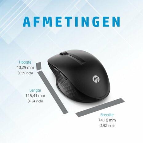 HP 430 | Multi-Device Ambidextrous Draadloze Muis | RF-Draadloos + Bluetooth | 1200 DPI | Zwart