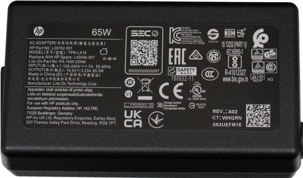 Original HP AC-Adapter Blue Pin 65W 19.5V 3.33A 7.4X5.0MM