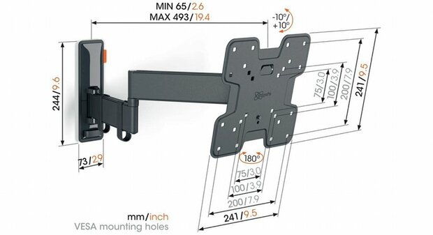 Vogel's Comfort TVM3605 | Draai- en kantelbare TV-beugel | 19-43" | max 15kg | VESA 400x400