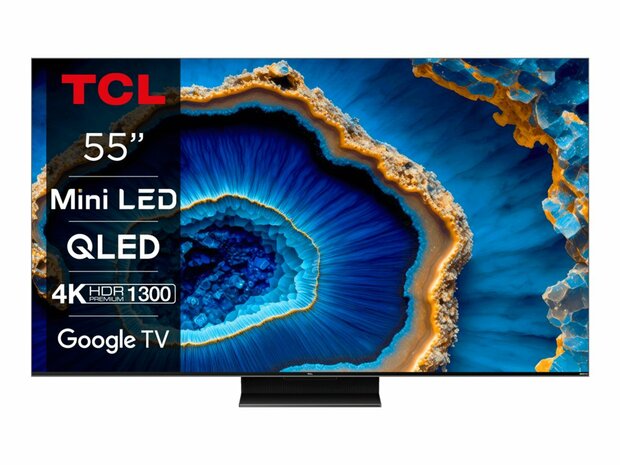 TCL 55C805 55" | Ultra HD 4K Mini LED Smart TV | Google TV + Wifi | Dolby Vision IQ & HDR10+ | QLED Paneel + Game Master Pro 2.0 | 144Hz