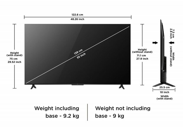 TCL 55V6B | 55'' Ultra HD 4K | LED Smart TV | Wifi | Google TV | HDR10 | 50Hz | Renewed