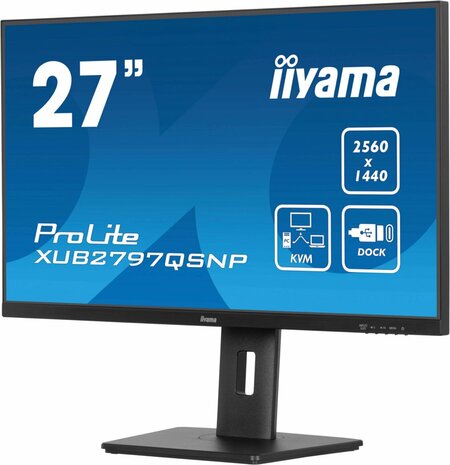 iiyama ProLite XUB2797QSNP-B1 27'' | 2560x1440 QHD IPS | 100Hz | USB-C Dock | KVM Switch | 1ms | Monitor