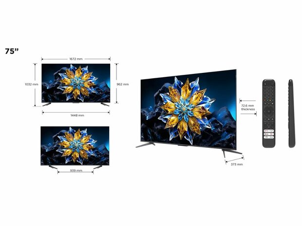 TCL 75C655 | 75'' Ultra HD 4K | QLED Smart TV | Wifi | Google TV | Dolby Vision | 60Hz
