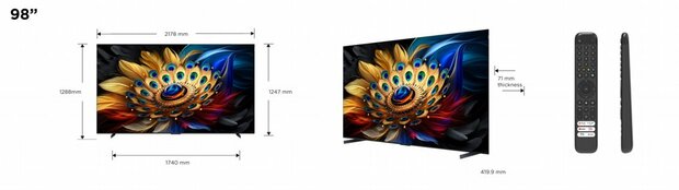TCL C69 98C69B | 98'' Ultra HD 4K | QLED Smart TV | Wifi | Google TV | Dolby Vision | 60Hz