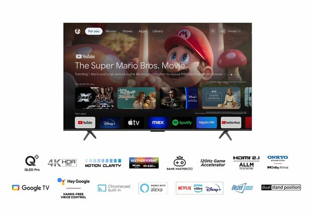TCL 75C69B 75" | Ultra HD 4K QLED Smart TV | Google TV + Wifi | Dolby Vision | Quantum Dot voor Realistische Kleuren | 60Hz