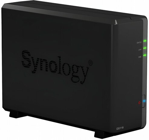 Synology DiskStation DS118 NAS 2TB | 1 Drive Bay | Inclusief 2TB HDD | 1x Gigabit Ethernet | Zwart