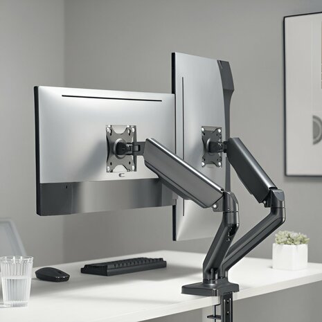 SBOX Flex LCD-S024-2 | Verstelbare Monitor-bureaubeugel | Tot 32" | Max 9kg | VESA 100x100 | 2 Monitoren