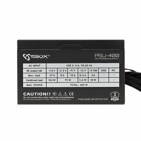 SBOX PSU-400/R Black Metal | 400 Watt ATX PSU | Power Supply | Voeding