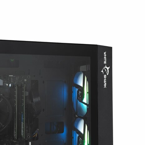 White Shark WARHEAD | Midi Tower Case | Inclusief 4 RGB Fans | Zwart
