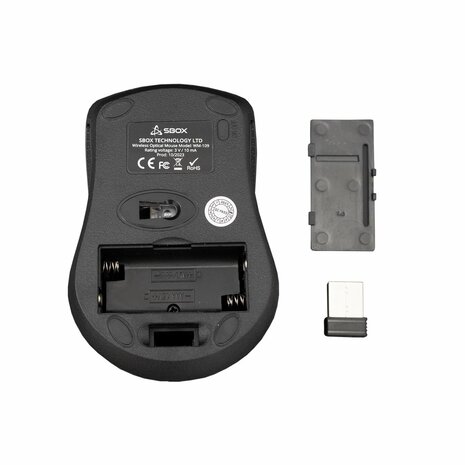 SBOX WM-109 Black | Draadloze Muis | Links- en Rechtshandig | RF | 1000 DPI | Zwart
