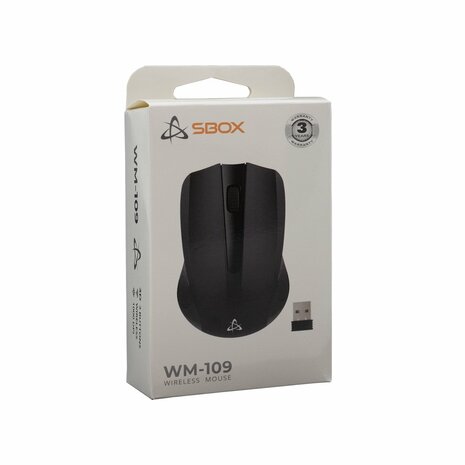 SBOX WM-109 Black | Draadloze Muis | Links- en Rechtshandig | RF | 1000 DPI | Zwart