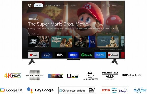 TCL 50P61B 50" | 4K Ultra HD LED Smart TV | Google TV + Wifi | HDR10 | Elegant Design | 60Hz
