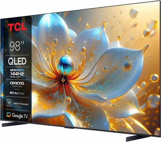 TCL 98T8C 98” | Grote 4K QLED Smart TV | Supersnel 144Hz & Dolby Vision | Google TV + WiFi